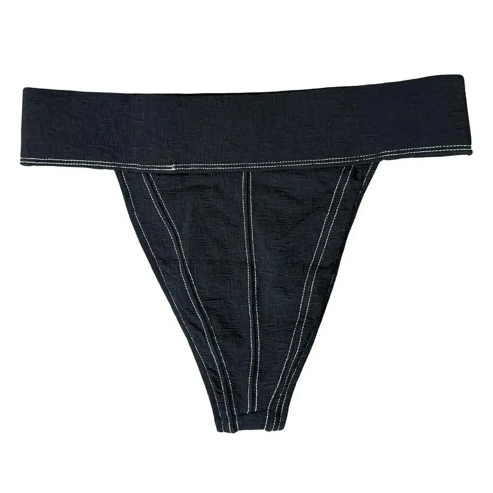 FP Free People Beach Black Dylan High-Waist Bikini Bottoms size L NEW no Tags